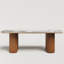 Table de salle à manger en pierre frittée de 78,7 po avec socle en bois massif Iris -813288941