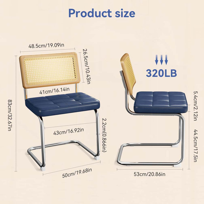 Rattan Dining Chairs Faux Leather Dining Chairs, Blue