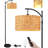 Boho Rattan Wicker Floor Lamp With Remote Dimming, Adjustable Height, For Living Room & Bedroom