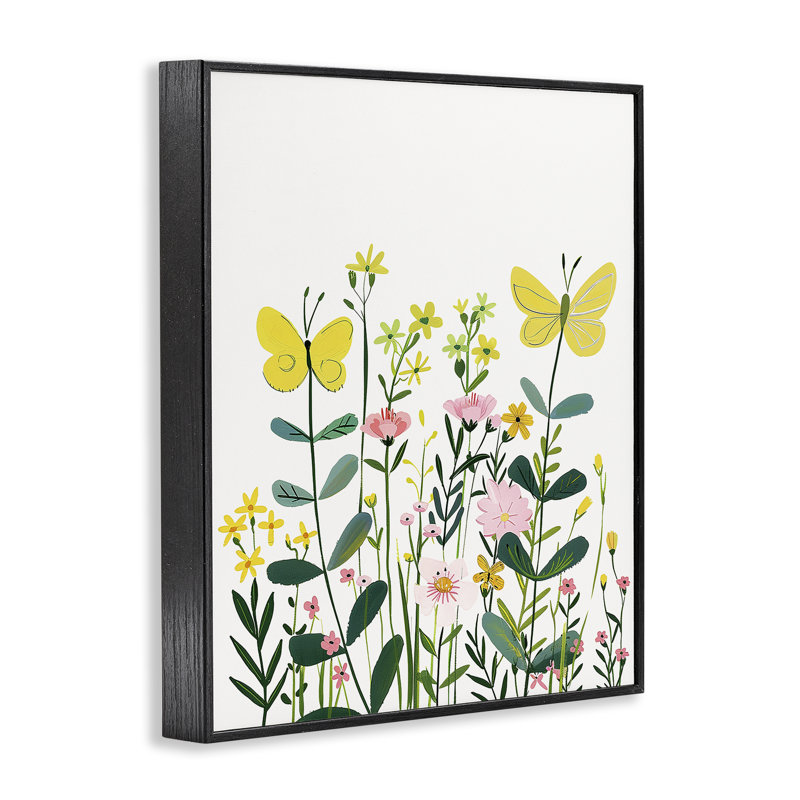  «Blooming Garden Butterflies», estampe numérique par LSR Design Studio, H 14 po x l 11 po, Giclée encadrée noir minuit