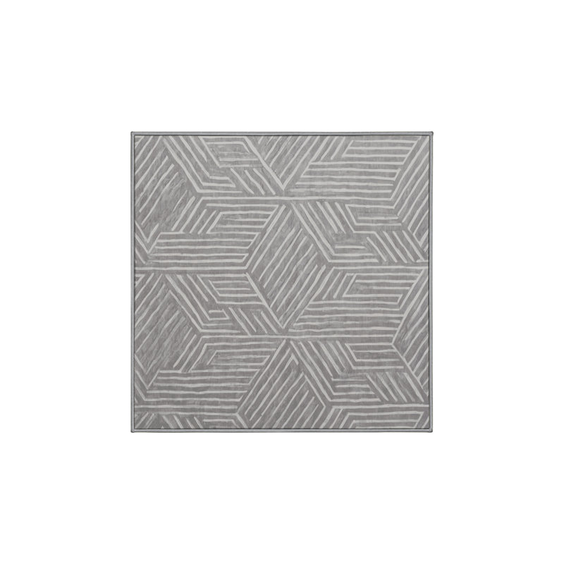 Machine Washable Gray Area Rug, Square 8'