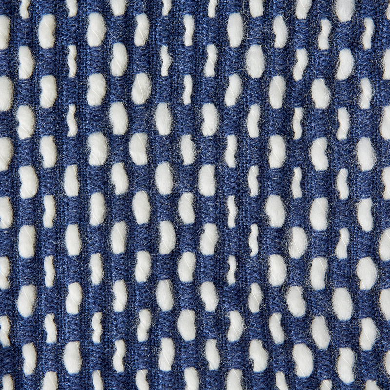Jeté en acrylique texturé, Bleu marine/blanc
