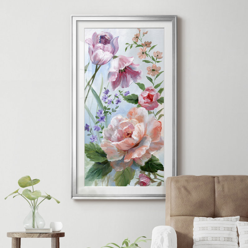Romantiques botaniques II - Cadre photo, reproduction d'art sur papier, Encadrement argenté, H 22,5 po x l 42,5 po x P 1,5 po