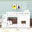 Twin Wooden Loft Bed With Storage Stair, LED Lighting And Playful Window Design-884444331