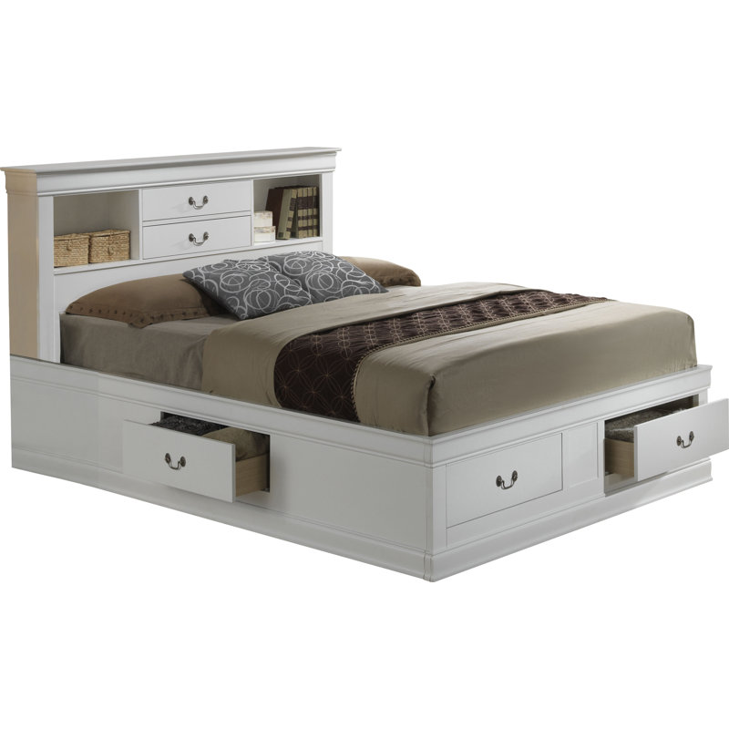 Louis Phillipe Bookcase Storage Bed, Full, White