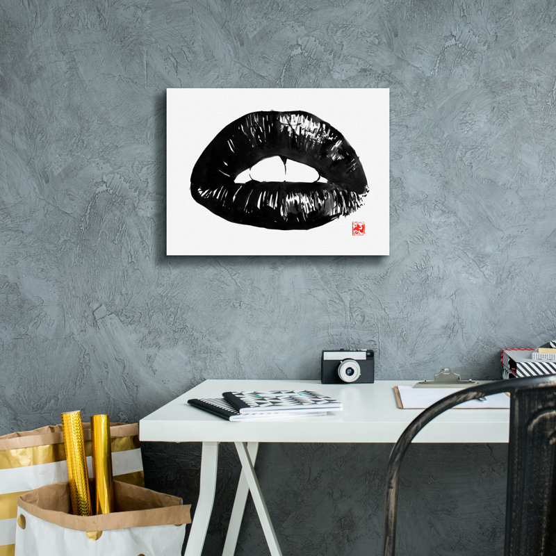 «Bouche» par Pechane, art mural sur toile, H 12 po x l 16 po x P 0,75 po