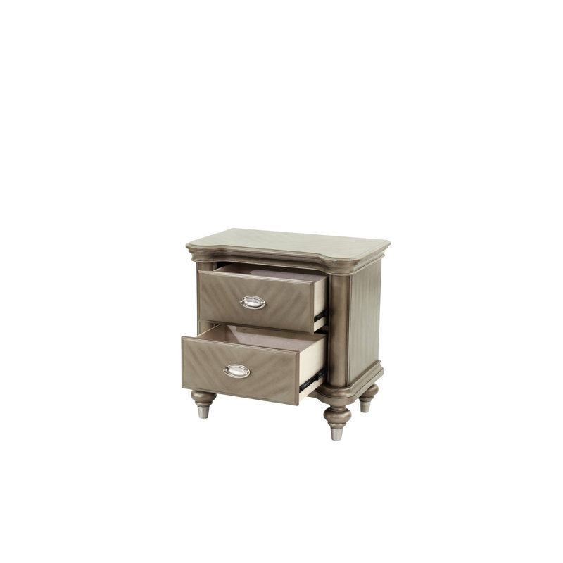 Table de chevet 2 tiroirs Silver