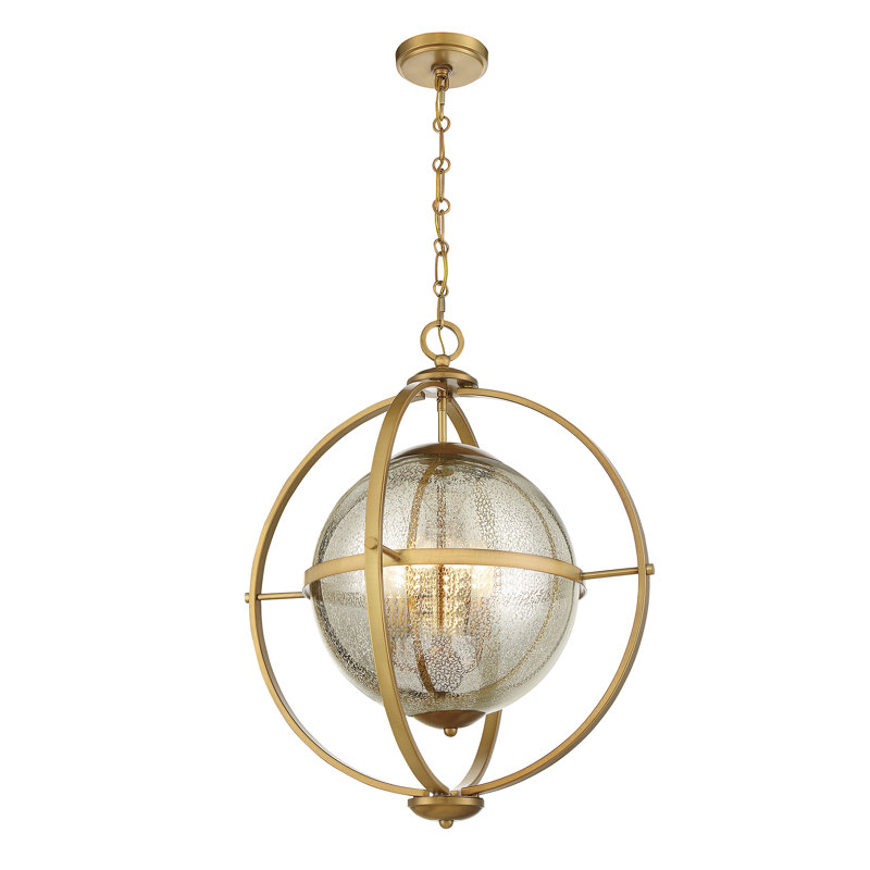 Ecenur 3-Light Pendant in Brass, Mercury, Brass