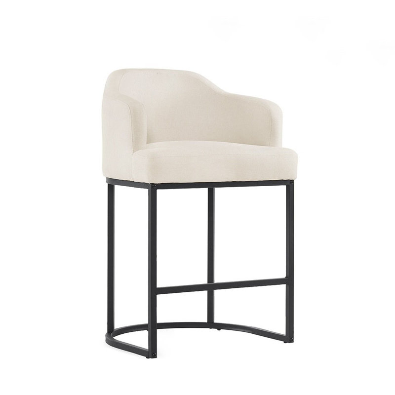 Alyce Upholstered Counter Stool, Ivory/Faux Leather
