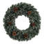 Couronne de Noël 24 pouces à pointe verte et blanche avec pommes de pin et 50 lumières DEL blanc chaud pour porte