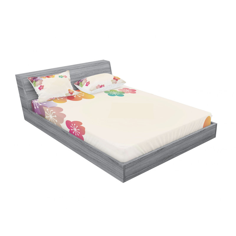Microfiber Floral Sheet Set, Full/Double Sheet Set with Fitted Sheet