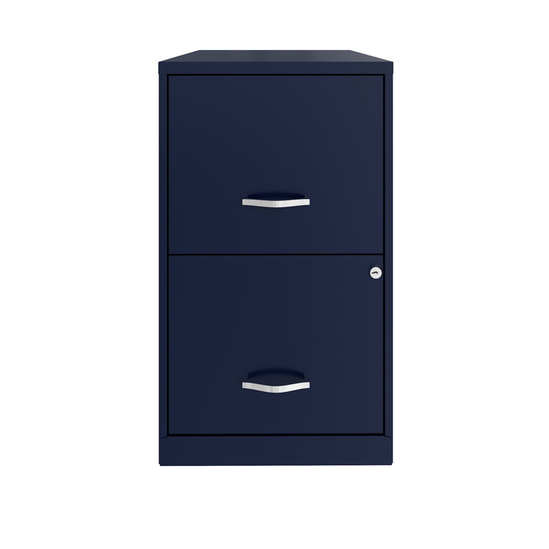 Navy 18" Lockable 2-Drawer Steel File Cabinet