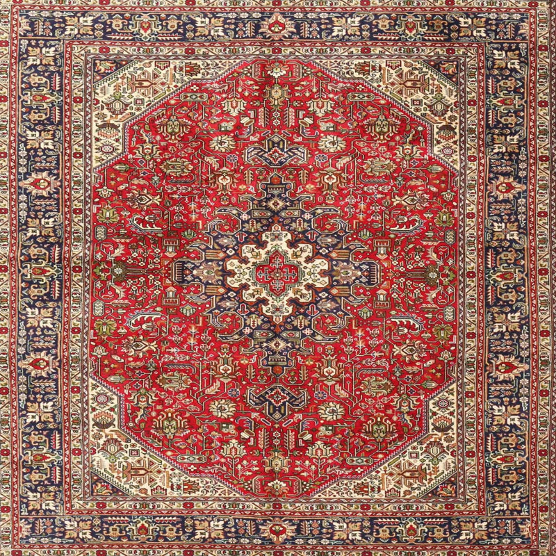 Tapis traditionnel rouge / noir Gershwin, Carré 3 pi