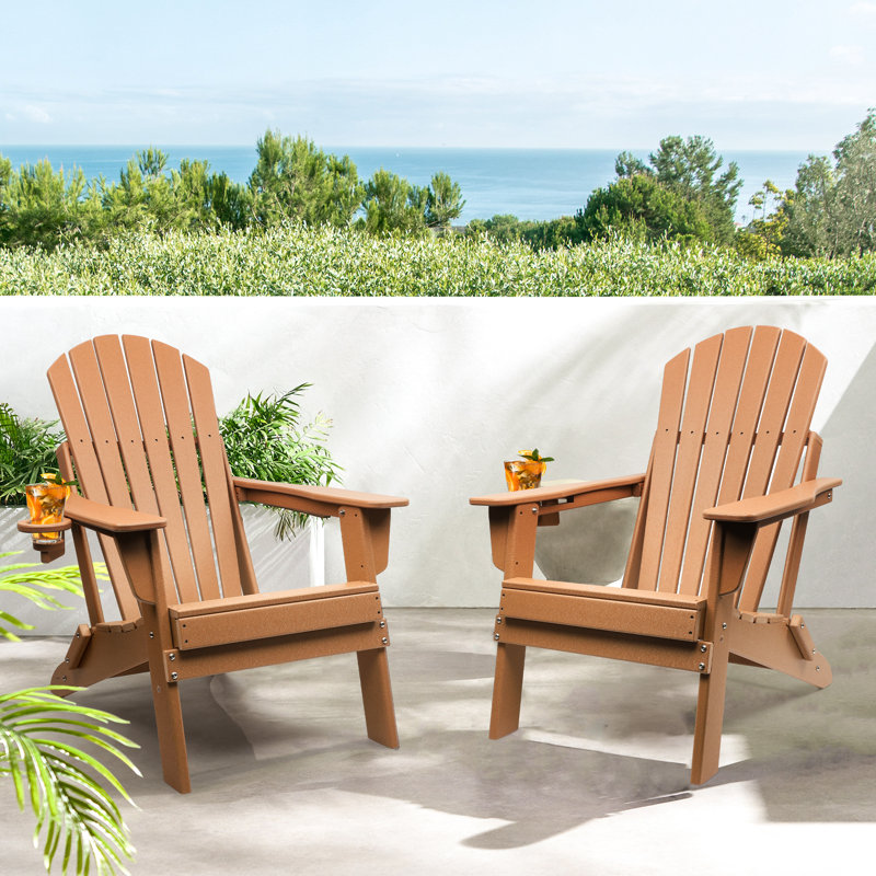 Carbondale Foldable Outdoor Adirondack Chair, Brown