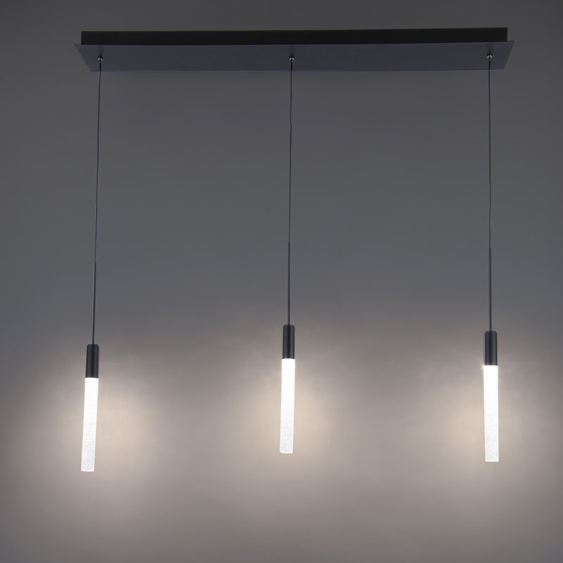 Luminaire suspendu cylindrique à DEL 3 lumières Magic, Noir