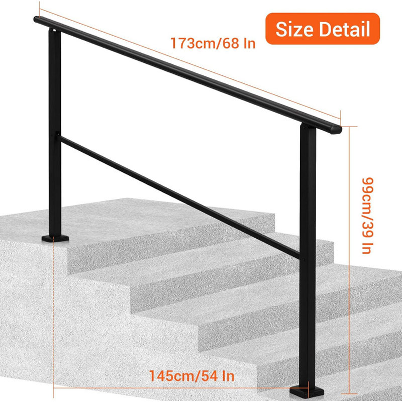 Rails en métal pour les marches extérieures, ensemble de rampes d'escalier pour rampes d'extérieur, rails pour l'extérieur