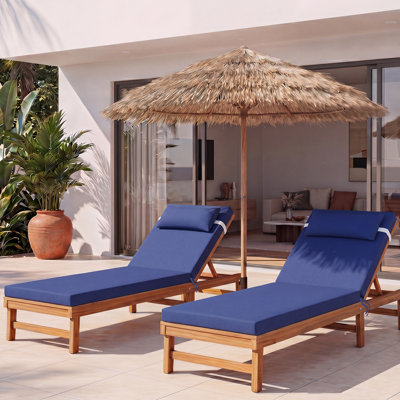 69.7" Outdoor Chaise Lounge Seat Cushion with Headrest