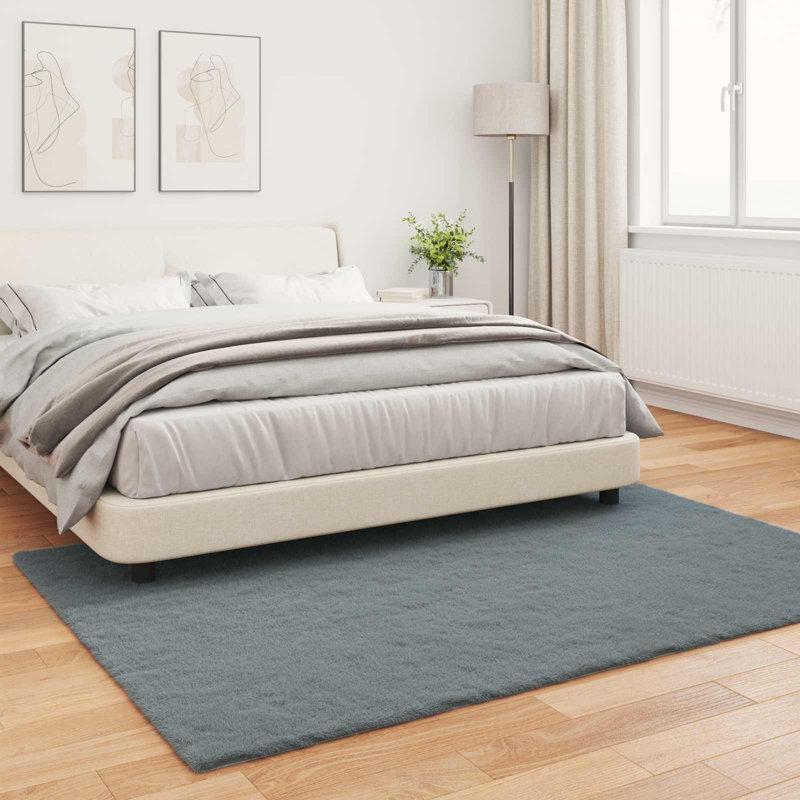  Faux Rabbit Fur Rug Olite Polyester, Anthracite, Rectangle 120 x 170 cm