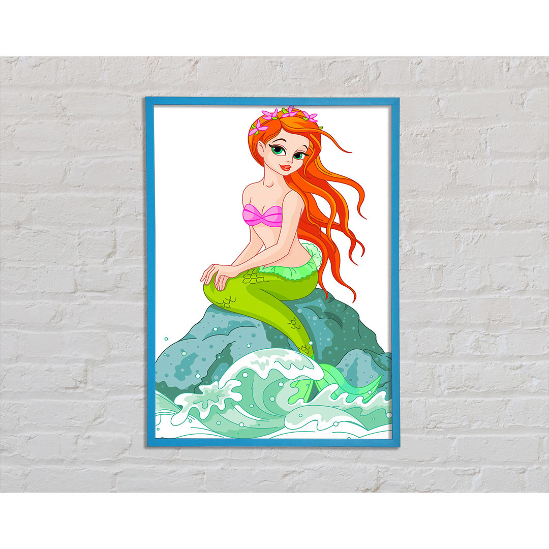 Mermaid Splash Gerahmter Druck Wandkunst