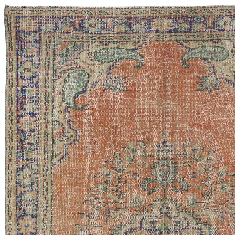 Tapis oriental rétro style turc, tapis en laine de style tribal noué à la main
