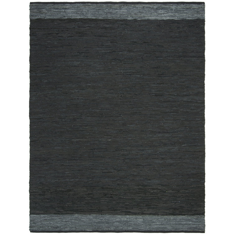 Martins Vintage Leather Hand Woven Leather And Cotton Solid Color Rug