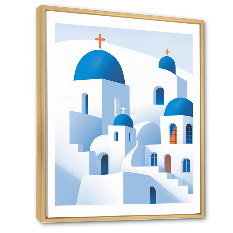 Décoration murale grecque Santorini Odyssey IV - Grèce, H 20 po x l 12 po x P 1 po, Cadre naturel flottant