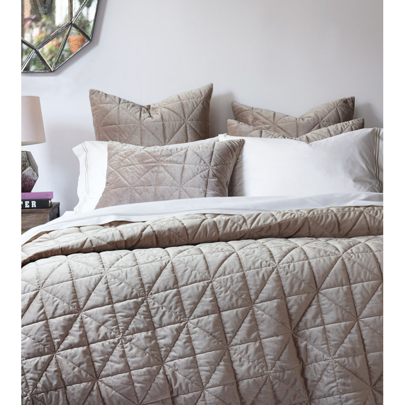 Nova Quilted Velvet Sham, Standard, Fawn