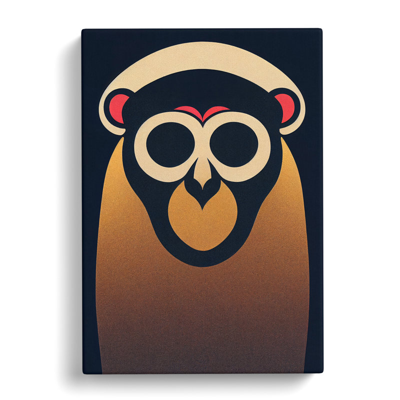 Monkey in Abstract No.3 - Wall Art, 50cm H x 35cm W x 3cm D, Wrapped Canvas