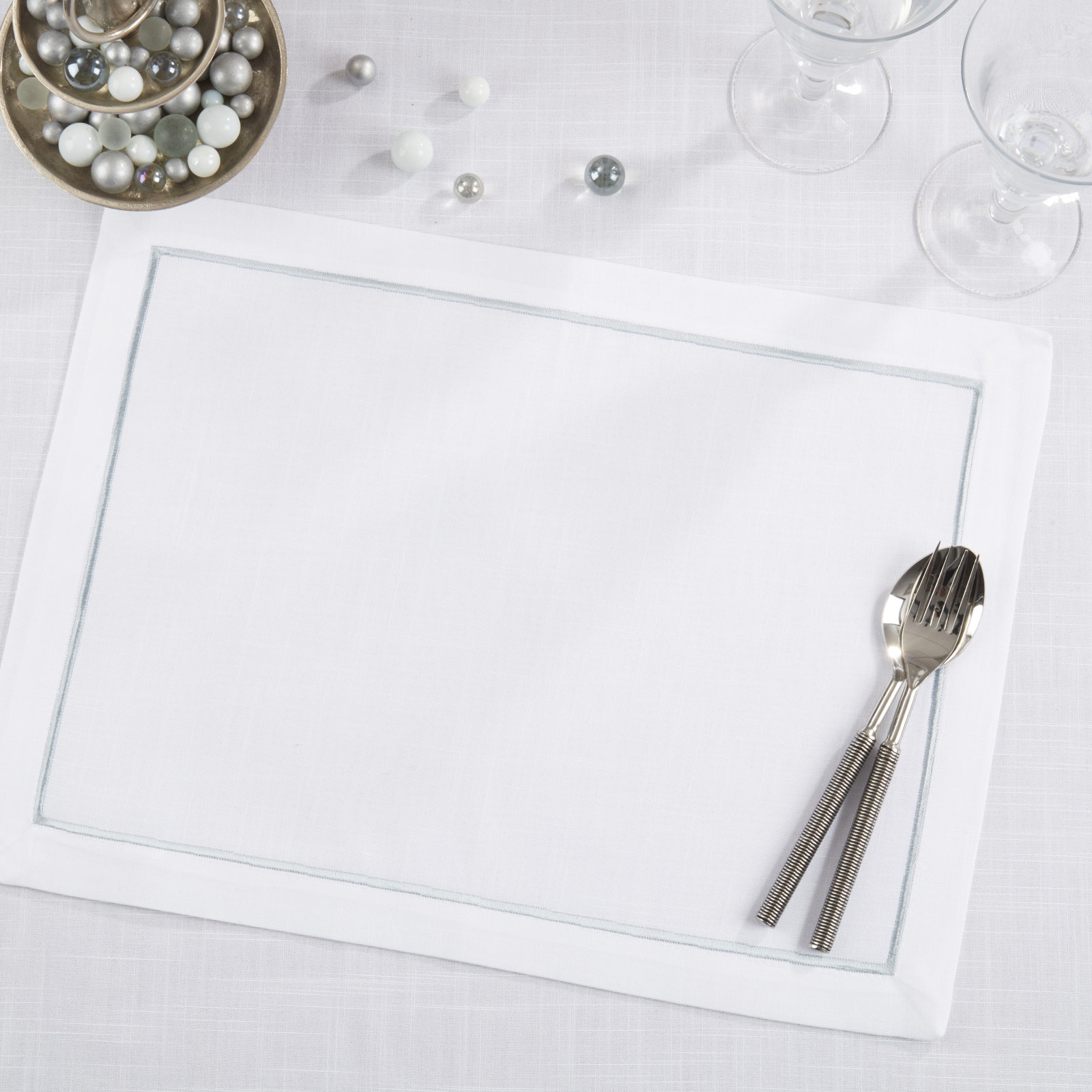 Embroidered Placemat, Gray