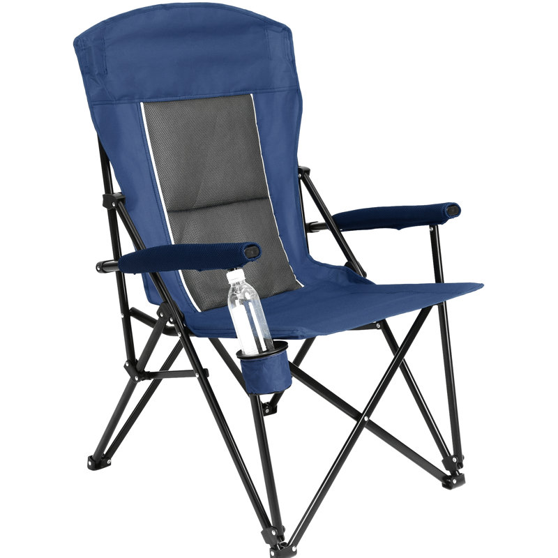 High Back Lawn Chair For Camping And Outdoor Use, Support 250Lbs, Collapsible Lightweight, Navy Blue, Steel Frame Heavy Duty With Back, 250Lbs Load, Comfortable Sitting Experience, Suitable Events