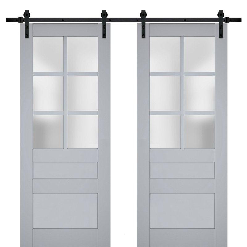 Portes de grange en bois givré Veregio, 84 po x 96 po, Gris