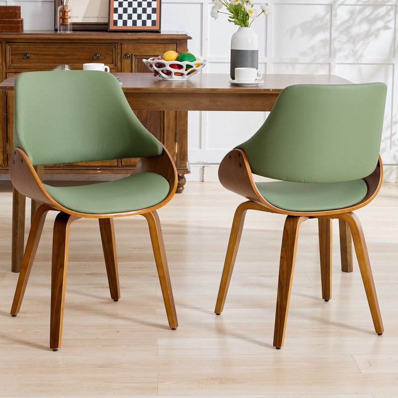 Modern Upholstered Kitchen Wood Dining Room Chairs Side Chairs, Green