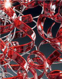 Astro Metal Novelty Lamp, Red Glass, Chrome