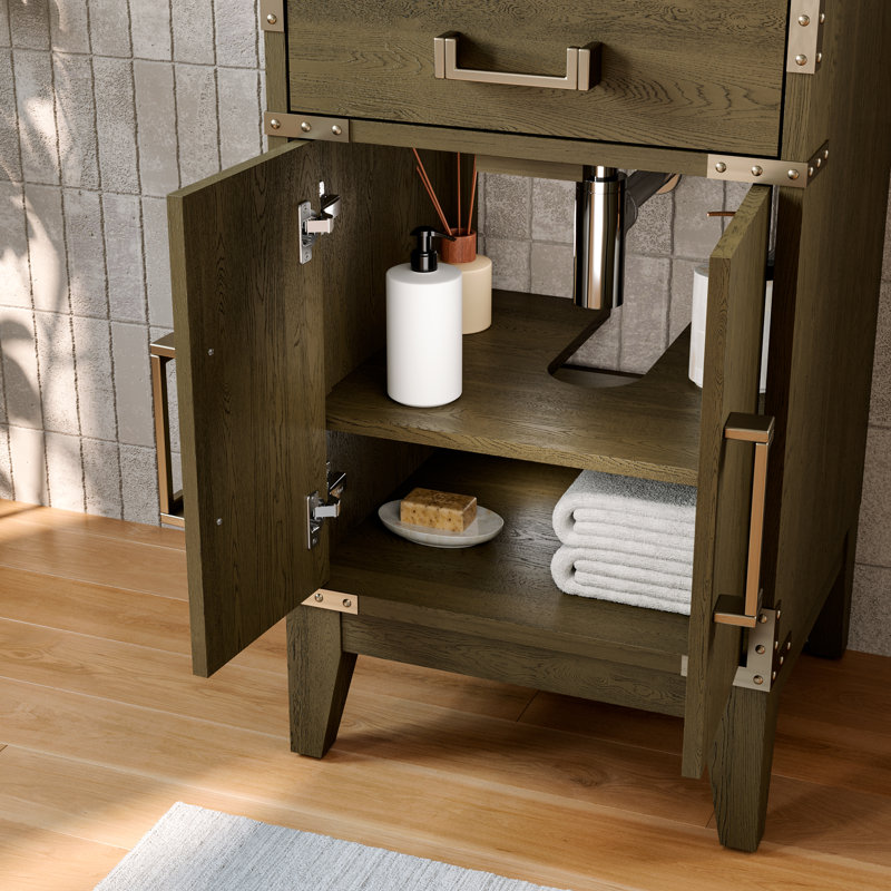 20" Single Bathroom Vanity With Resin Top,Grey