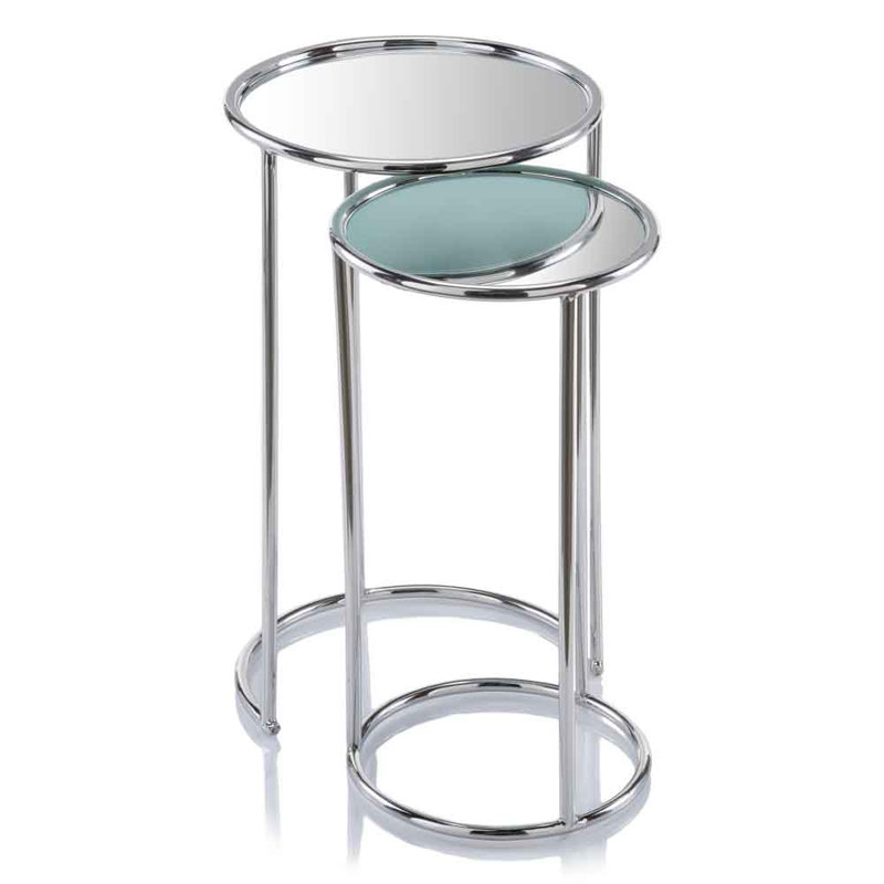 Schenectady 22" Silver Aluminum Round Mirrored End Table