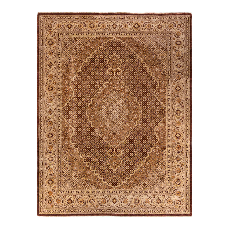 One-of-a-Kind 9' 2" X 12' 1" 2010s Wool Area Rug in Brown