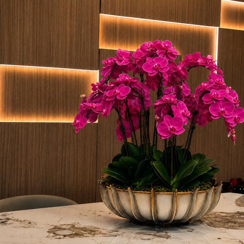 Arrangement d'orchidées artificielles Iliad, Rose