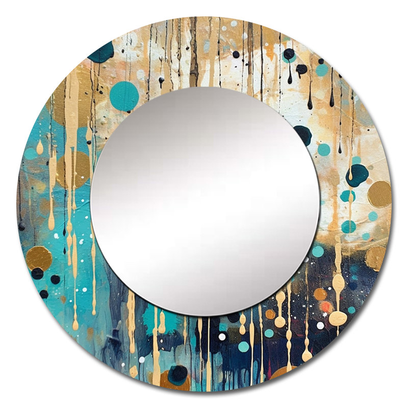 «I'm Take It Under considérer III» - grand miroir mural minimaliste, miroir décoratif rond brun, impression d'art en métal
