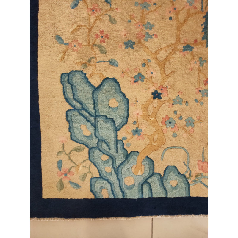 Tapis jaune antique en laine antique chinois