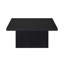 Table basse en bois d'ingénierie noir profond avec piédestal carré épais, surface carrée de 35,5 pouces