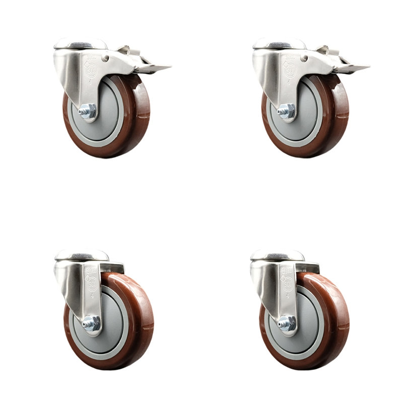 Roulettes pivotantes, H 4 po x l 4 po, Marron