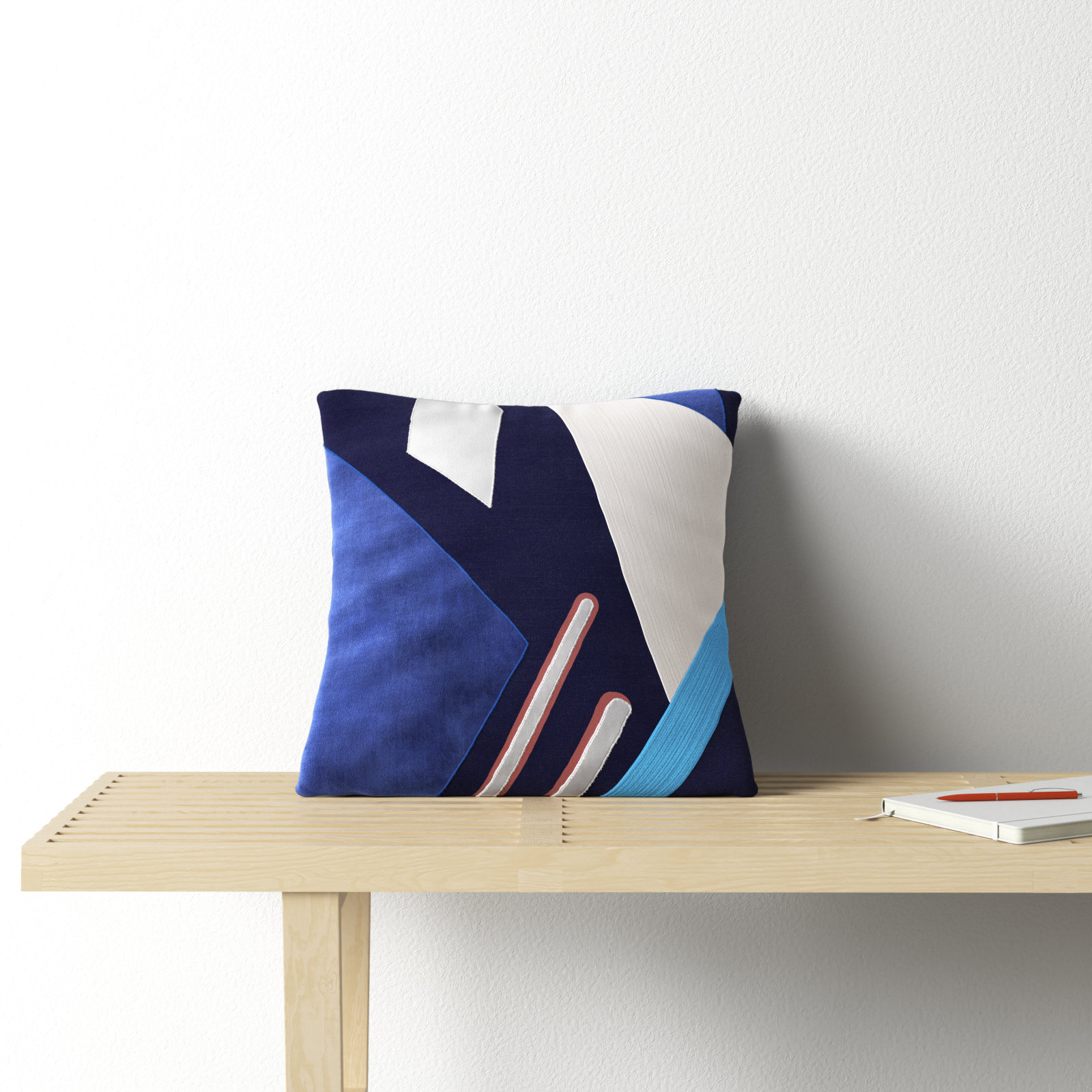 Astri Modern Patchwork Handmade Cotton Decorative Throw Pillow, Square 18", Blue/Multicolor, Polyester