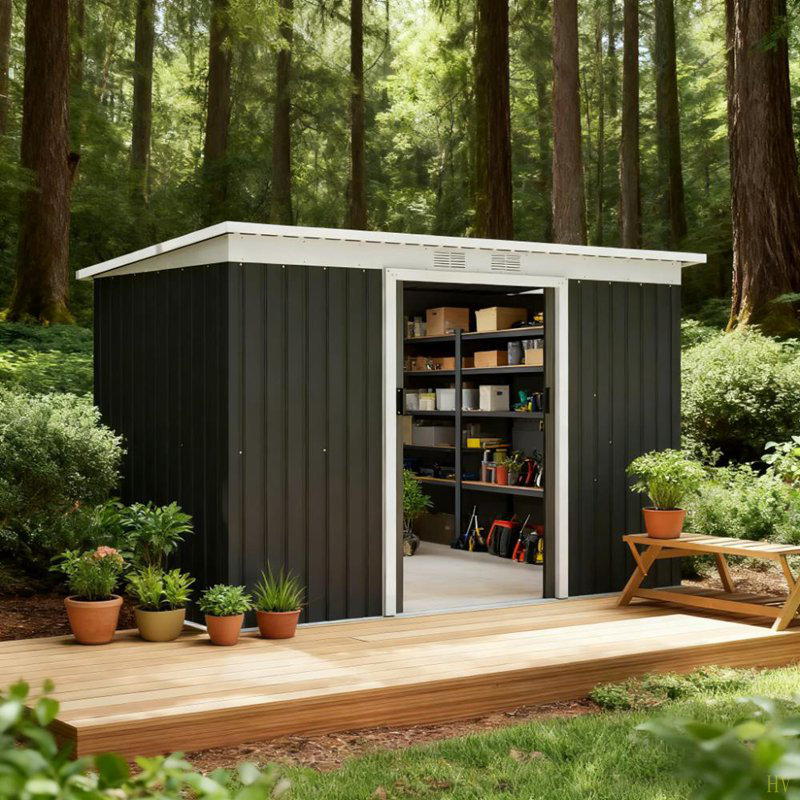 Garden Storage Shed  Outdoor Storage Shed 9' X 4'  Tool House With Double Lockable Doors For Backyard, Patio, Lawn, Garage