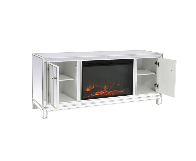 Naite TV Stand for TVs up to 55" with Fireplace Included
