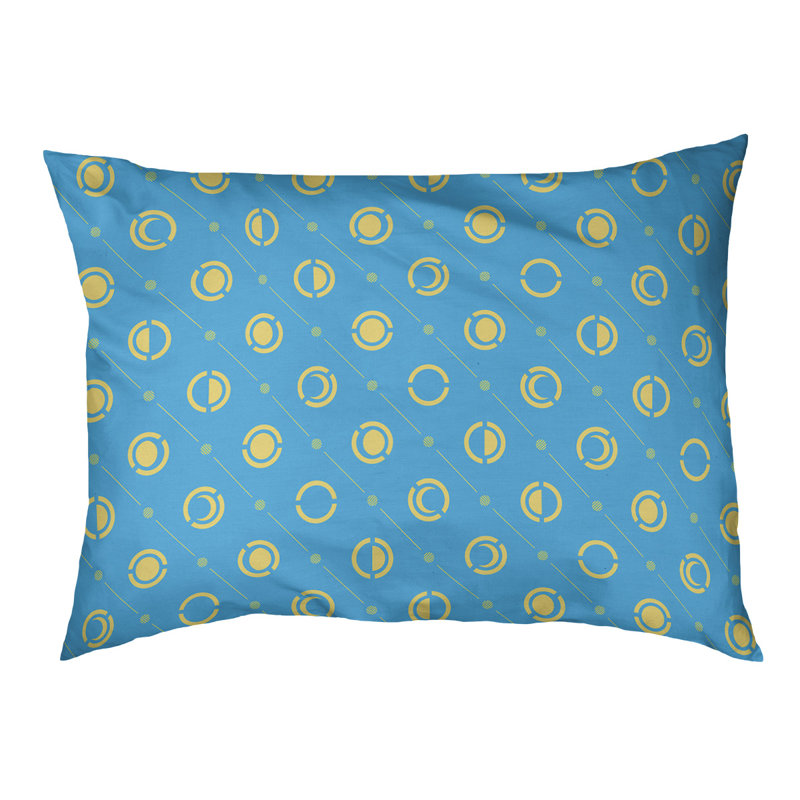 Coussin d’extérieur pour chien moon phases Chenault, Petit (l 28 po x P 6 po x H 18 po), Bleu sarcelle/jaune