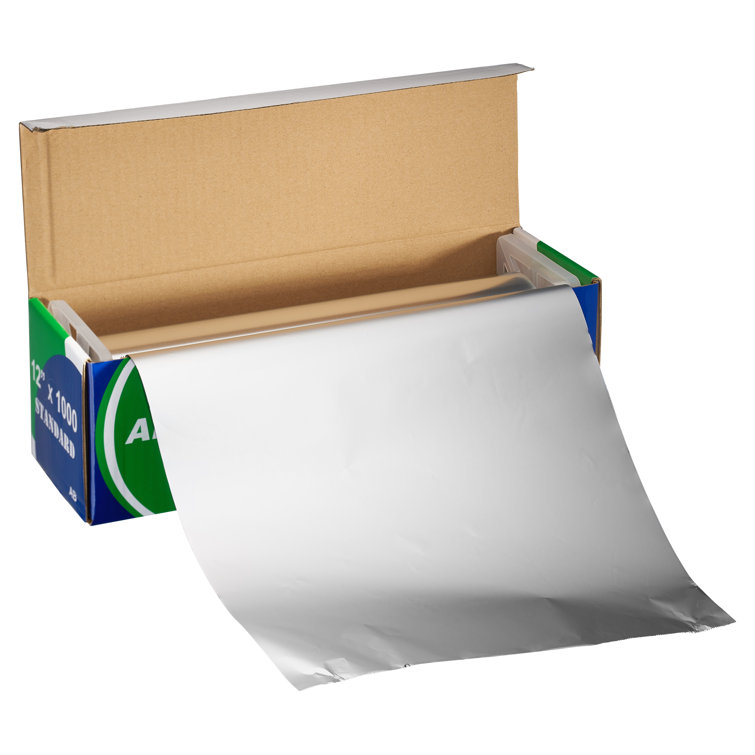 Food Service Standard Duty Aluminum Foil Roll (12 in x 1000 ft) with Sturdy Corrugated Cutter Box - Great for Grill Use, Kitchen Wrap, Foil Wrap, Cook