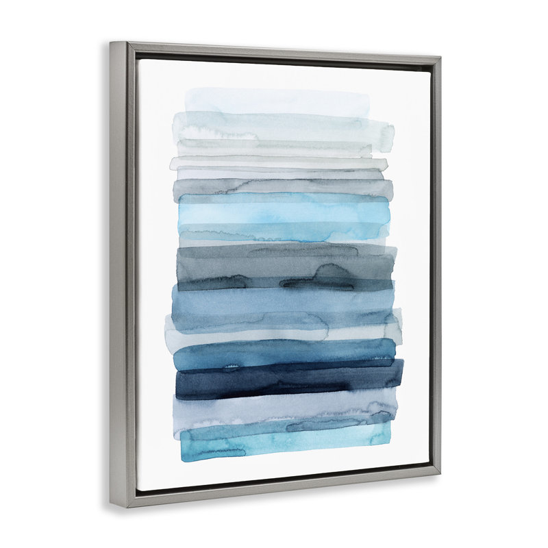 «Water Inspired Ombre Grain» par Grace Popp, Cadre flottant gris lustré, H 21 po x l 17 po