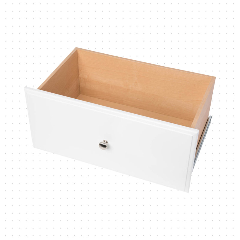 Tiroir à quadrillage en bois manufacturé, Blanc, H 12 po x l 24 po x P 14 po