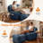 Oversized Adult Bean Bag Chair With Ottoman, Corduroy Fabric Lazy Sofa, Plump Shredded Foam Filled, Soft Fluffy & Portable, Back Support For Napping & Gaming-1905585604