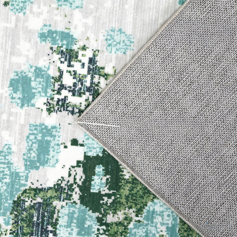 Tapis moderne et coloré abstrait, tapis lavable pour chambre à coucher et salon, Green, Rectangle 5 pi x 7 pi